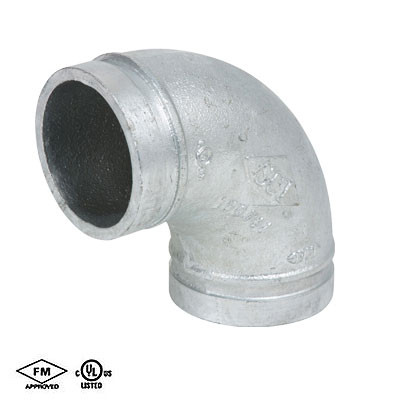2-1/2 in. Grooved 90 Degree Elbow - Standard Radius - Galvanized Ductile Iron - 66E Grooved Fire Protection Fitting - UL/FM