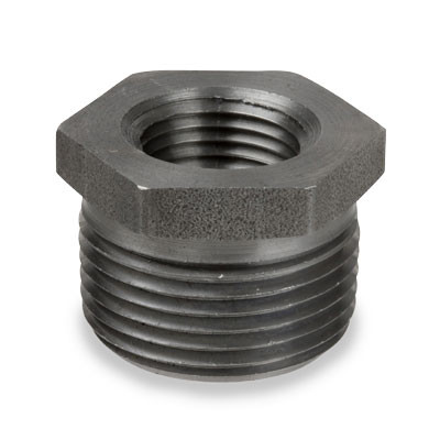 1 in. x 3/8 in. Merchant Steel Threaded Black Hex Bushing 150# Pipe Fitting