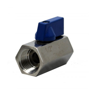 1/2" FNPT x FNPT Female Thread - 1000 PSI - Stainless Steel Mini Ball Valve