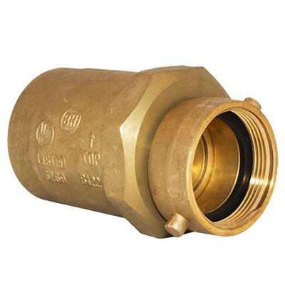 BCT: 2-1/2" Swivel x 3" FNPT (Rough Brass) Check Snoot for Multiple Inlet Fire Department Connections
