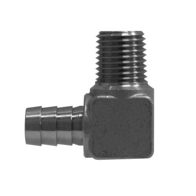 1/2 in. Hose ID x 3/8 in. Male NPT Threaded - 90 Degree Hose Barb Elbow - 316 Stainless Steel Pipe Fitting