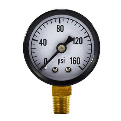 1-1/2 in. Face, 1/8 in. NPT Lower Mount, 0-160 PSI, Standard Dry Pressure Gauge (Steel Case)