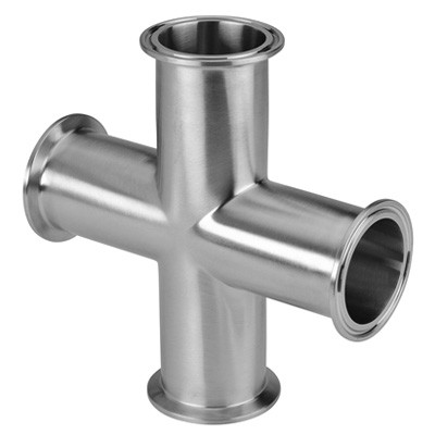 3/4 in. Clamp Cross - 9MP - 316L Stainless Steel Sanitary Fitting (3-A)  Clamp Side View