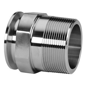 1 in. Tube OD x 1-1/4 in. Male NPT - 21MP Clamp End x Threaded Adapter - 316L Stainless Steel Sanitary Clamp Fitting