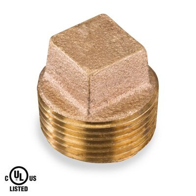 1/4 in. NPT Threaded Square Head Solid Plug - 125# Bronze Pipe Fitting - UL Listed