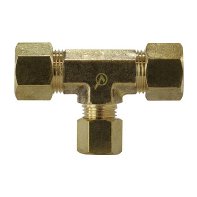 5/8 in. x 5/8 in. x 3/8 in. Tube OD - Reducing Tee (On Branch) - Lead Free Brass Compression Fitting
