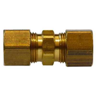 1/2 in. Tube OD - Straight Union - Brass Compression Fitting - SAE# 060101BA