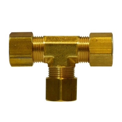 3/16 in. Tube OD - Tee - Brass Compression Fitting - SAE# 060401