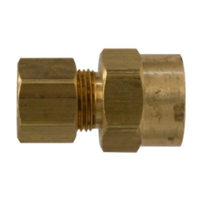 1/2 in. Comp. x 3/8 in. FNPTF - Female Adapter - Brass Compression Tube Fitting - Light Pattern