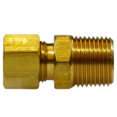 3/8 in. Tube OD x 1/8 in. MNPTF - Male Adapter - Brass Compression Fitting - SAE# 060102