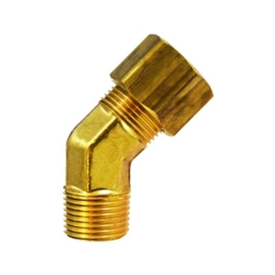 1/4 in. Tube OD x 1/8 in. MNPTF - 45 Degree Elbow - Brass Tube Compression Tube Fitting