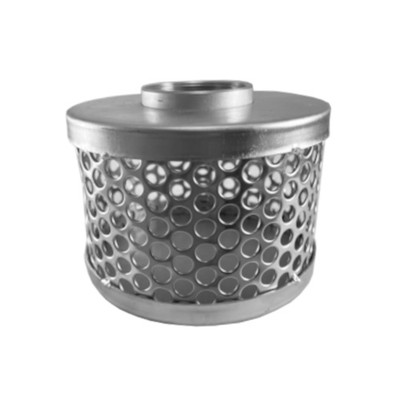 8 in. NPSM Threaded - Round Hole Pump Suction Hose Strainer - Zinc Plated Steel - Cylindrical Basket