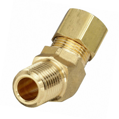 3/8 in. Tube O.D. x 1/4 in. MIP - Male 45 Degree Elbow - Lead Free Brass Compression Fitting (LF 76945)