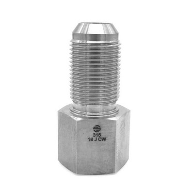 1/4 in. FNPT x 1/4 in. MJIC - Female NPT to Male JIC Bulkhead Connector - 316 Stainless Steel Hydraulic Straight JIC 37° Flare Fitting