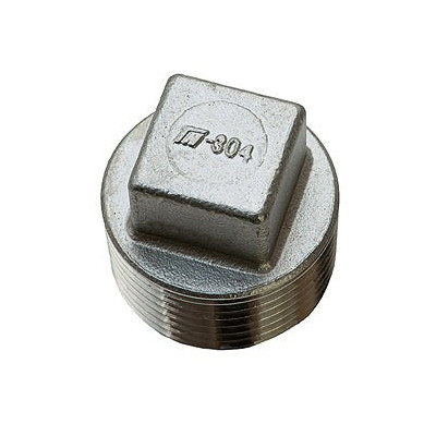 2 in. NPT Threaded - Square Head Plug - 304 Stainless Steel 150# MSS SP-114 Heavy Pattern Pipe Fitting