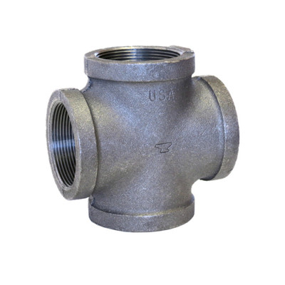 3 in. NPT Threaded - Cross - DOMESTIC - 150# Black Malleable Iron Pipe Fitting - UL/FM