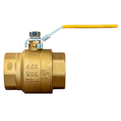1-1/2 in. NPT Threaded - 2-Piece Full Port - PTFE Seat - 600# WOG Lead Free Brass Ball Valve - Locking Handle - CSA/NSF61