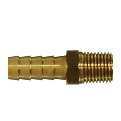 5/8 in. Hose ID x 3/8 in. Male NPTF Thread - 150 PSI Brass Rigid Male Hose Barb Adapter