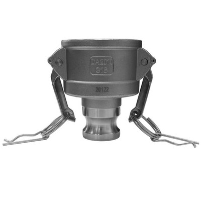 2 in. Female Camlock x 1 in. Male Camlock- Type DA Reducer - 250 PSI - 316 Stainless Steel Camlock