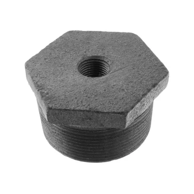 1-1/4 in. Male x 1 in. Female NPT Threaded - STD ASTM A126 Black Cast Iron - Double Tapped Bushing (Outside Hex)
