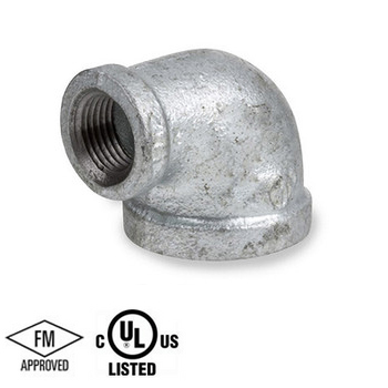 150# Galvanized Malleable Iron 90 Degree Reducing Elbow NPT UL/FM