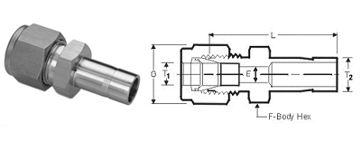  Compression Fittings Stainless Steel - 1/4" Tube x 3/8" Reducers 