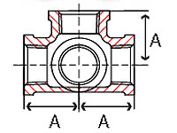 Malleable Iron NPT Threaded Side Outlet Tees Dimension Drawing