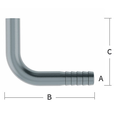 Stainless Beverage Fittings - Beer 90 Elbow - Barb x Weld -1/2