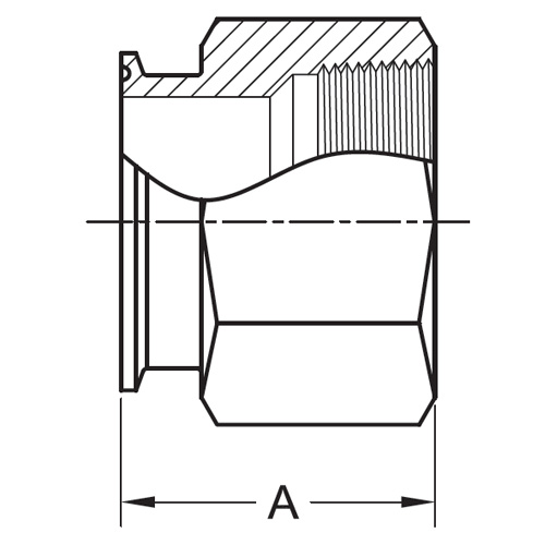 Stainless Steel Sanitary Clamp Adapters 22MP Drawing