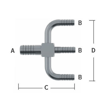 Stainless Steel Beverage Fittings Y Cross Reducer - 3/8