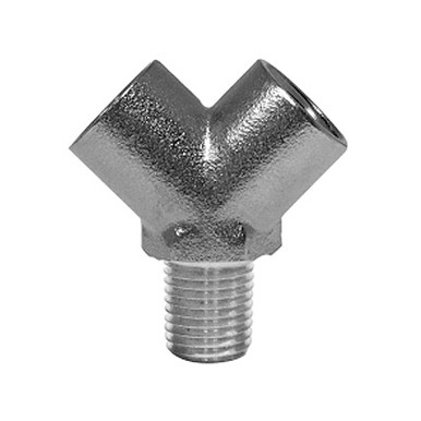 1/4 in. Pipe Wye - FIP x FIP x MIP - NPT Threads - 1200 PSI Max - Nickel  Plated Brass Pipe Fitting
