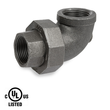 Black Pipe Fittings - 2 NPT Union Elbow (Brass Seat), 300# UL Listed