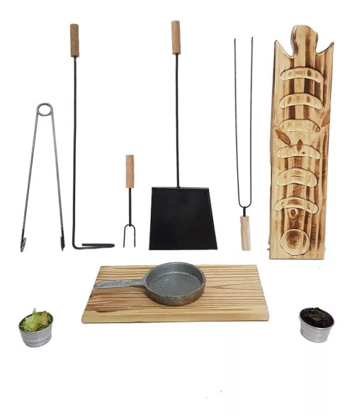 Set Asado Parrilla Kit Asador X10 Unidades Juego Asador