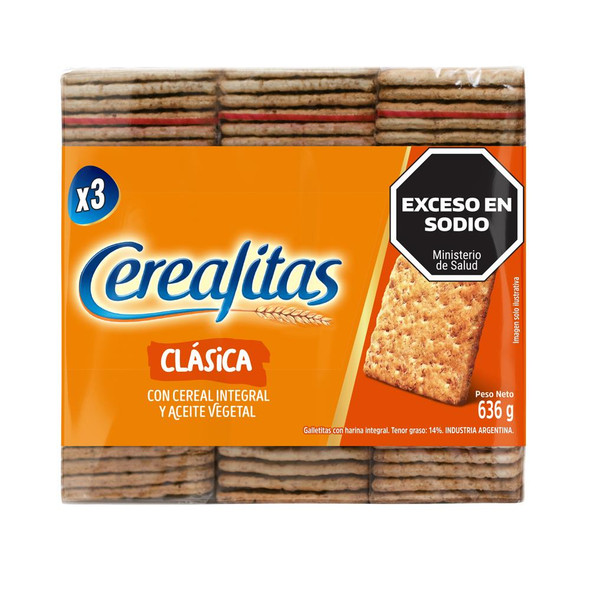 Galletitas Con Cereal Integral Clásica X3 U. Cerealitas 636g (pack of 3)