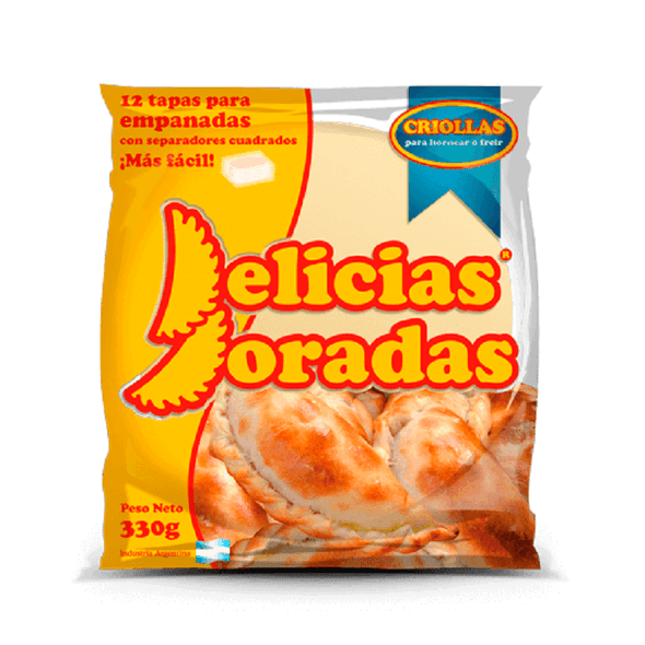 Delicias Doradas- Tapa de empanada Criolla x330g 12x12 (144 Disc)
