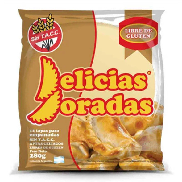 Delicias doradas-Tapas de empanada GLUTEN FREE -280 GR -12 pack x12 (144 Disc)