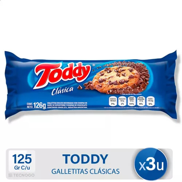 Galletitas Toddy Chips Chocolate Galletas Dulces - Pack X6 126 Gr