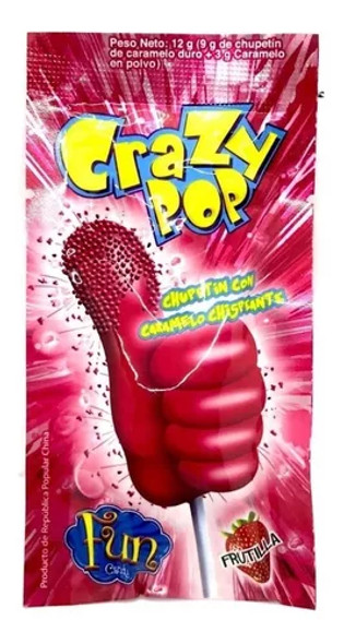 Chupetin Crazy Pop Frutilla X10 Uni -