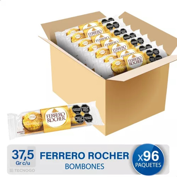 Caja de Bombones Ferrero Rocher - X96 Paquetes de 37,5g (3 bombones c/u)
