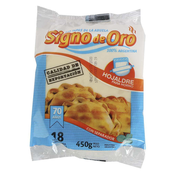 Signo de Oro hojaldre- Tapa de empanadas  12 PACK x 18 (216 DISCS)