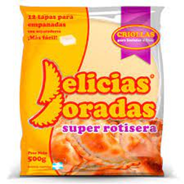 BIG Tapa de empanada  ROTISERA Criolla Delicias de Oro Empanadas Dough Disc - Puff Pastry, 24 packs x 12 (288 discs)