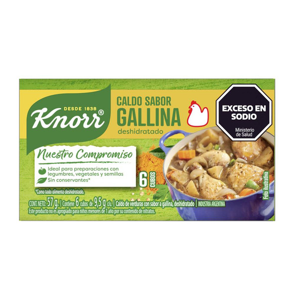 Caldo Deshidratado Sabor Gallina Knorr 57g PACK X 3