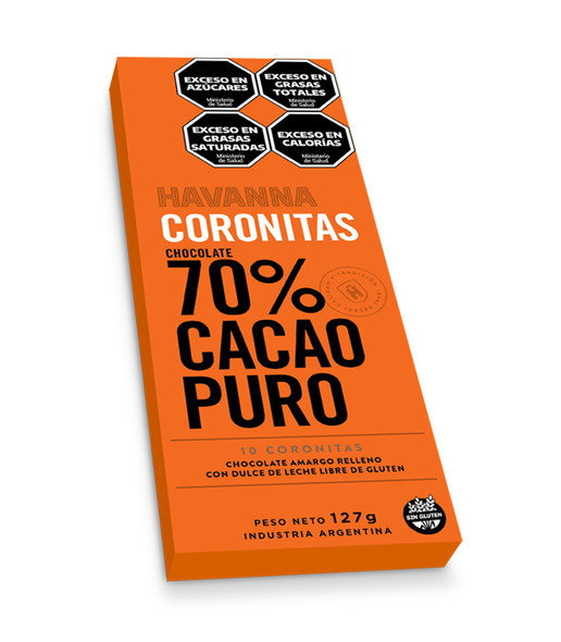 CORONITAS 70% CACAO PURO x 10 uds SIN TACC