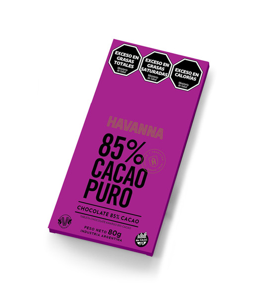 TABLETA DE CHOCOLATE 85% CACAO PURO SIN TACC