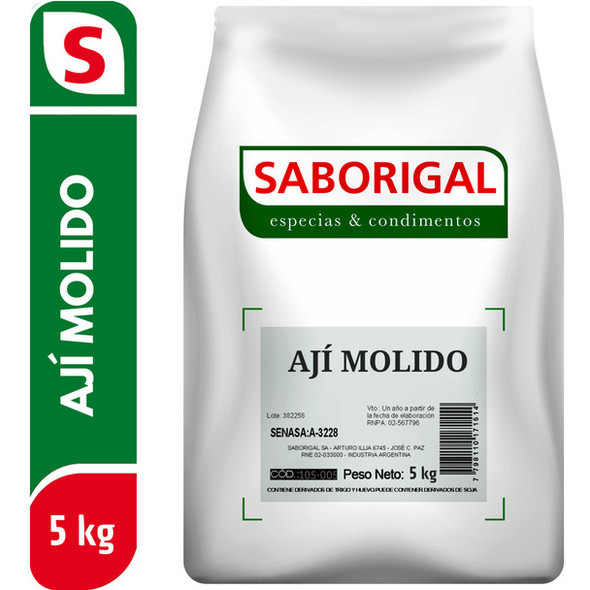 Saborigal Ají Molido Premium Ground Chili Spice, 5 kg / 11 lb bag