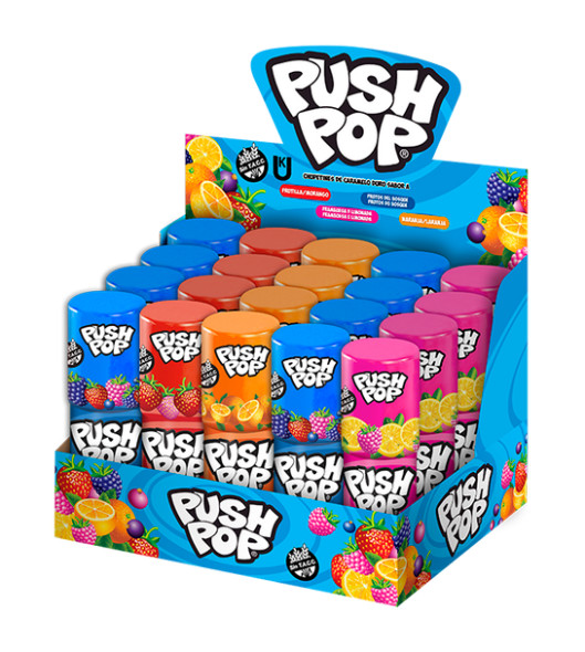 Push Pop Chupetines Hard Lollipops Assorted Flavors 300 g / 10.58 oz (box of 20 units)