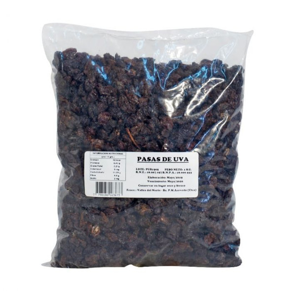 Pasas de Uva Negra Sultanina S/Semilla  Bolsa x 1 Kg