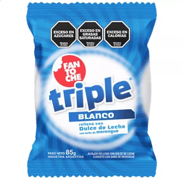 Alfajor Triple Fantoche Blanco Dulce De Leche 85g Caja X24