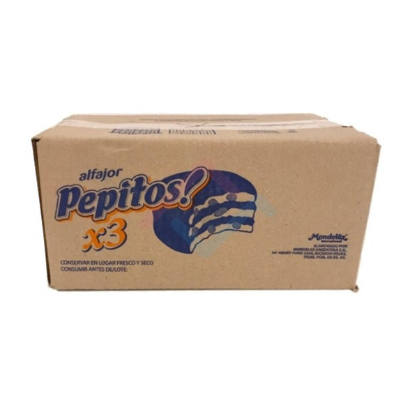 Pepitos Chips Ahoy! Alfajor Triple Milk Chocolate With Chocolate Mousse & Chips Wholesale Bulk Box, 57 g / 2 oz ea (36 count per box)