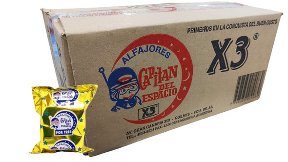 Capitán del Espacio Triple Alfajor with Dulce de Leche Rare Difficult to Find, Wholesale Bulk Box, 80 g / 2.82 oz (24 count per box)